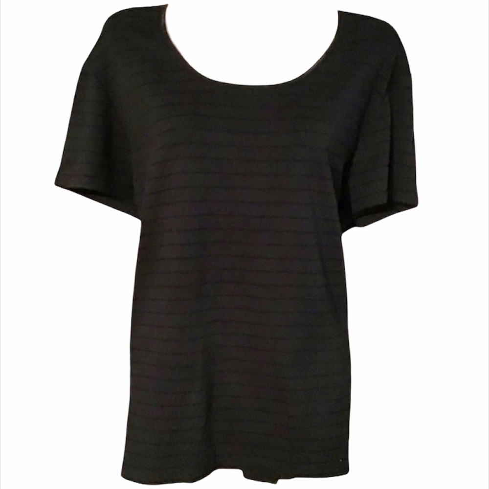 Croft & Barrow Black Stripped Soft Short Sleeve Shirt